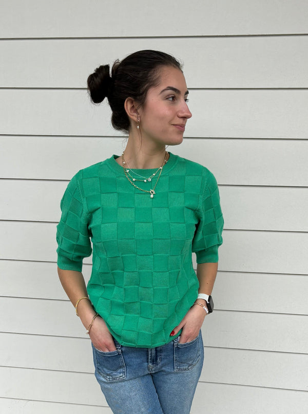Kelly Green Textured Sweater
