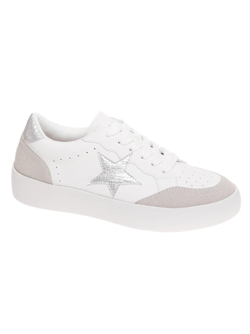 White & Silver Star Sneakers