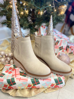 Beige Round Toe Bootie