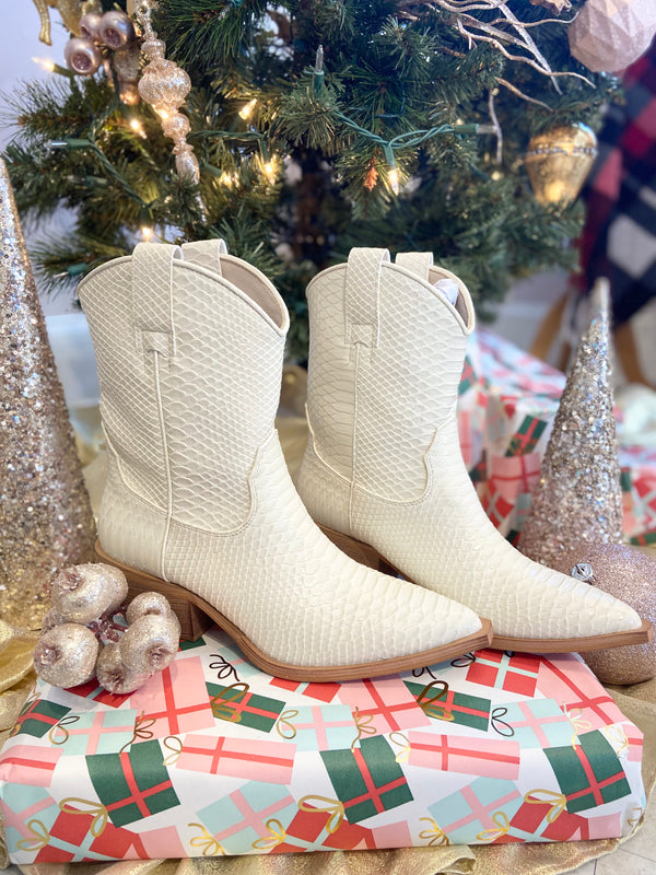 Ivory Snakeskin Boot