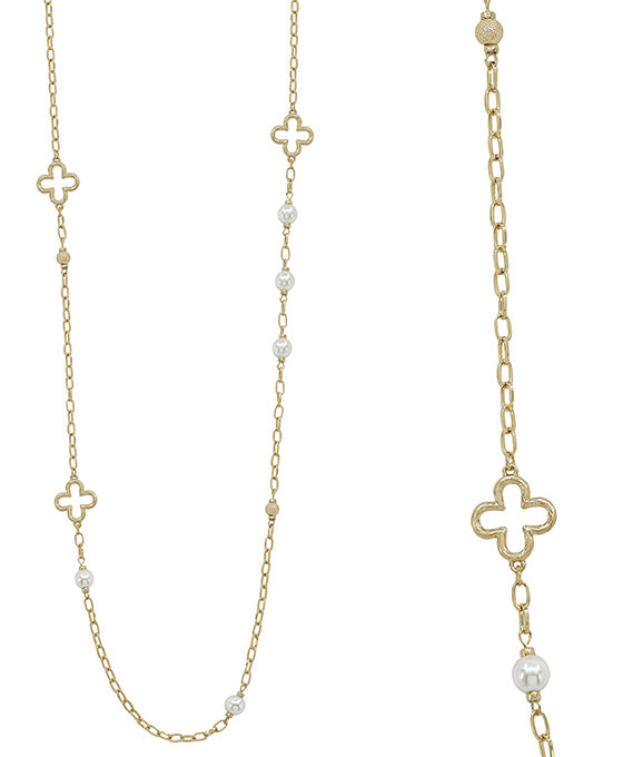 Clover and Pearl Necklace (two colors)