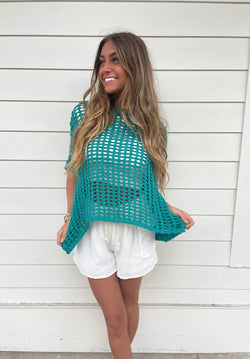 Teal Fishnet Sweater