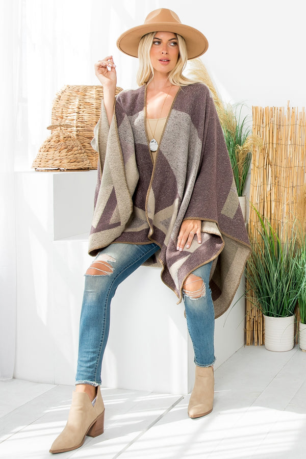 Mocha Colorblock Open Kimono