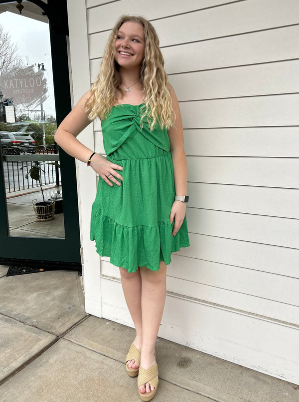 Green Twist Front Dress