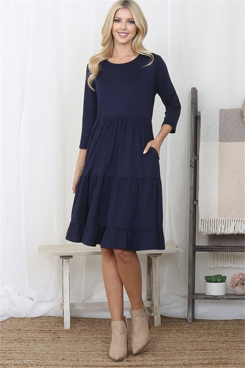 Navy Tiered  Dress