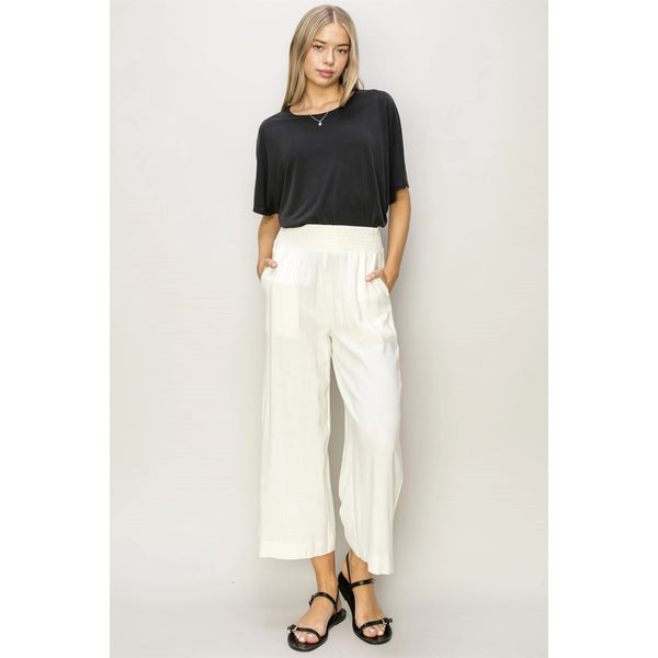 Ivory Wide Leg High Waist Pants