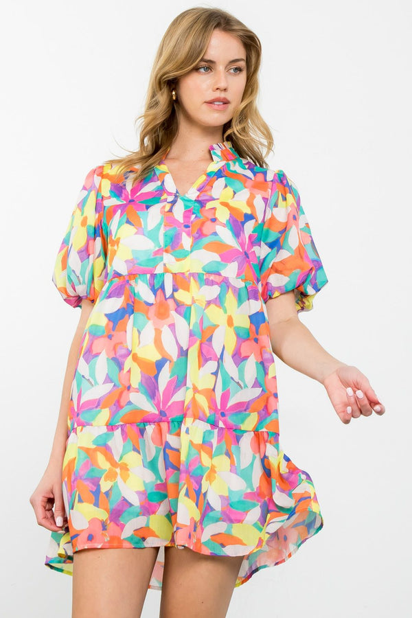THML Puff Sleeve Floral Dress