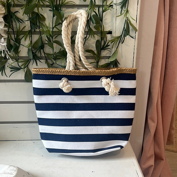 Navy Striped Tote