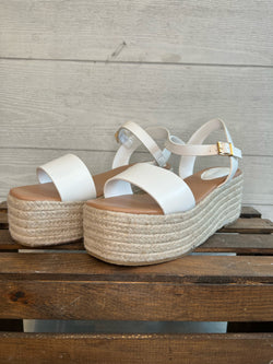 White Strappy Espadrille Wedge