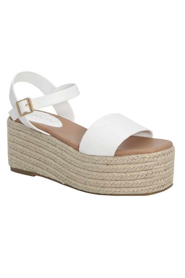 White Strappy Espadrille Wedge