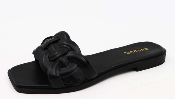 Black Braided Slipper Sandal