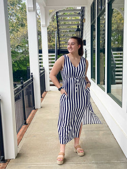 Navy Striped Maxi Dress