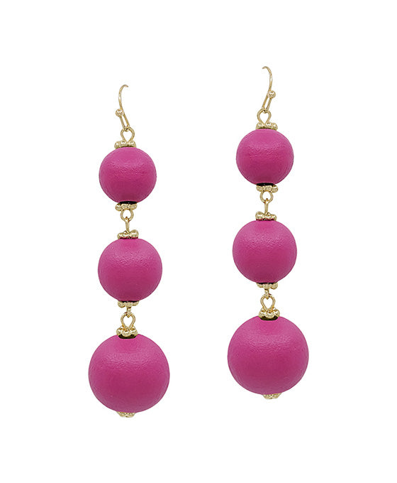 Wooden Ball Dangle Earrings (5 colors)