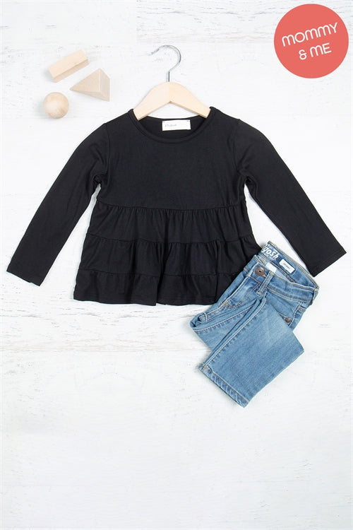 Black Ruffled Babydoll Top